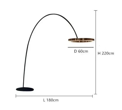 Nowoczesna lampa podłogowa LED z okrągłym kloszem w formie pierścienia