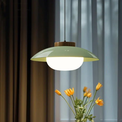 Nowoczesna Szklana Lampa Wisząca – Minimalistyczny Design z Drewnianym Akcentem