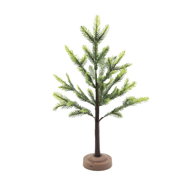 Dekoracyjna choinka LED na drewnianej podstawie – świąteczne drzewko świetlne