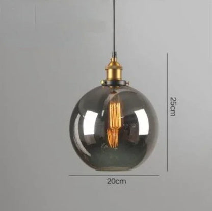 Industrialna lampa wisząca ze szkłem – Klosz z dymionego szkła