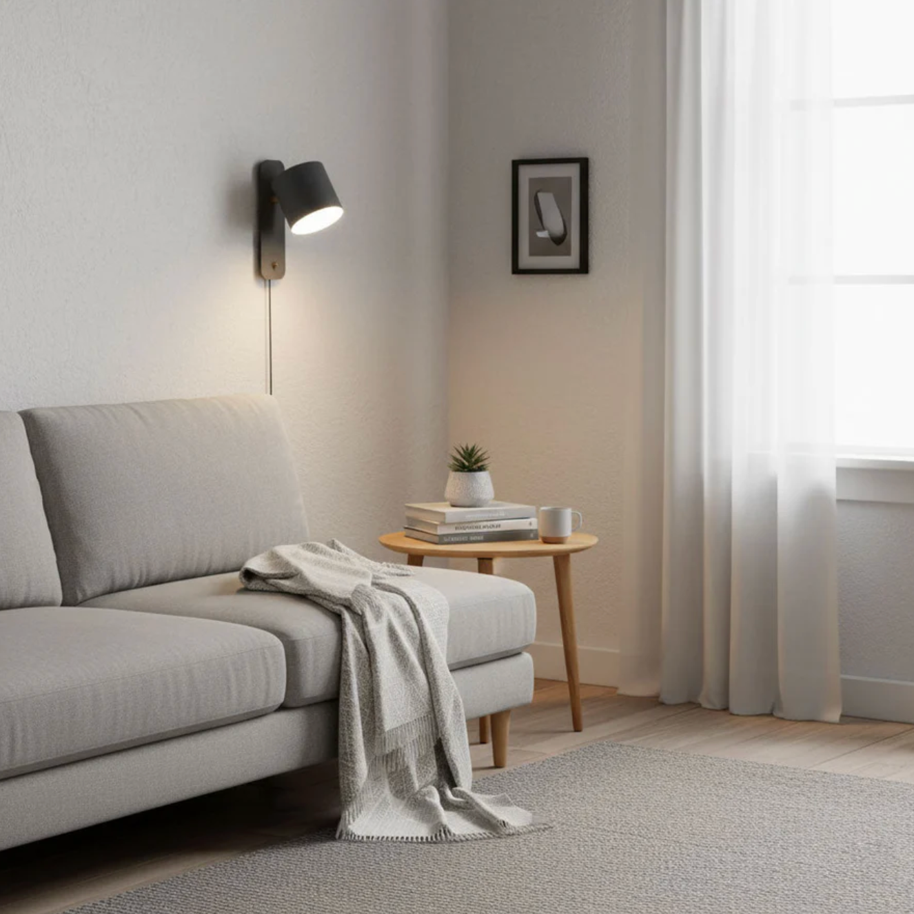 Minimalistyczna kinkietowa lampa ścienna z regulowanym kloszem