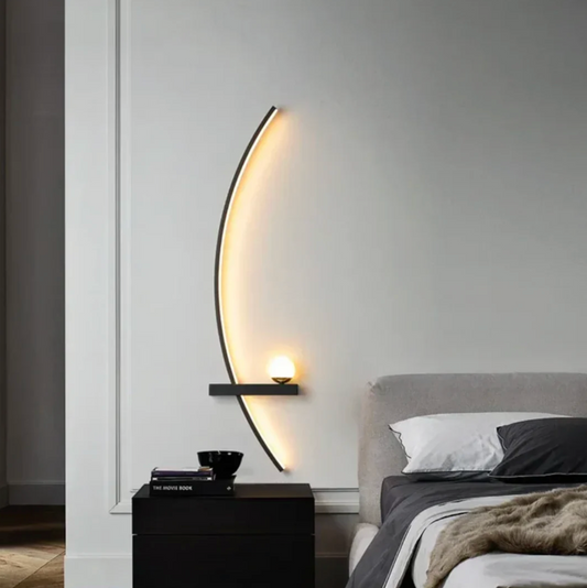 Nowoczesny kinkiet ścienny LED półokrągły z półką – designerskie oświetlenie dekoracyjne