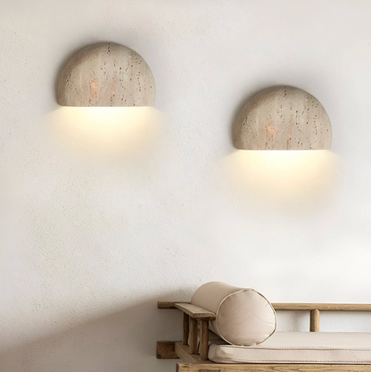 Kinkiet ścienny z kamienia naturalnego – lampa ścienna półokrągła LED