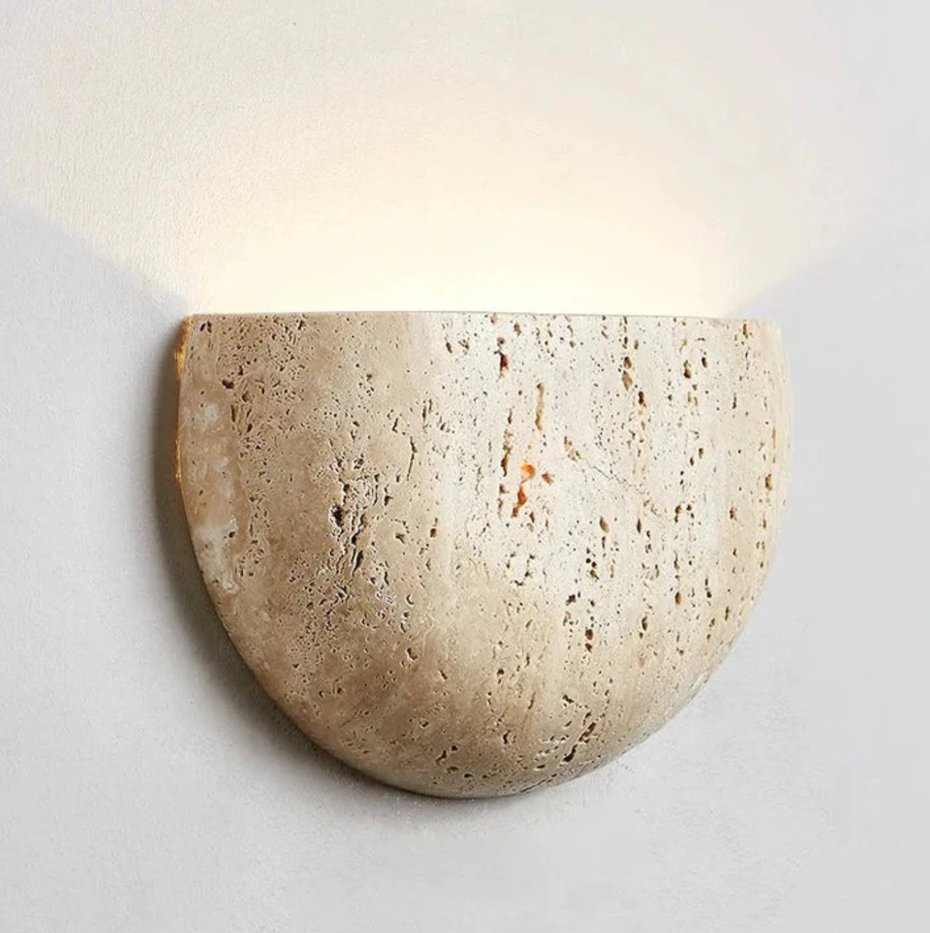 Kinkiet ścienny z kamienia naturalnego – lampa ścienna półokrągła LED