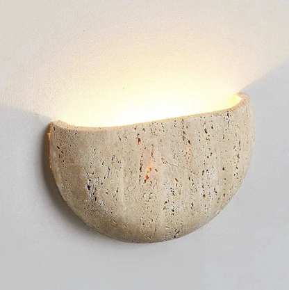 Kinkiet ścienny z kamienia naturalnego – lampa ścienna półokrągła LED