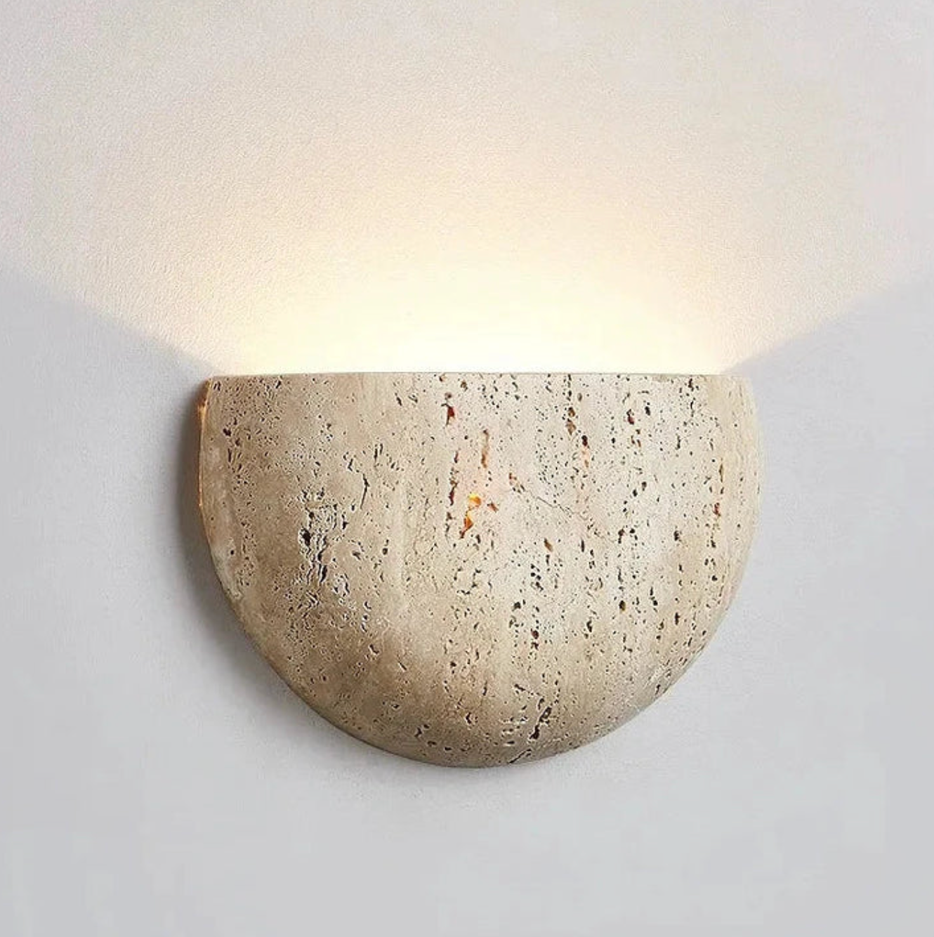 Kinkiet ścienny z kamienia naturalnego – lampa ścienna półokrągła LED