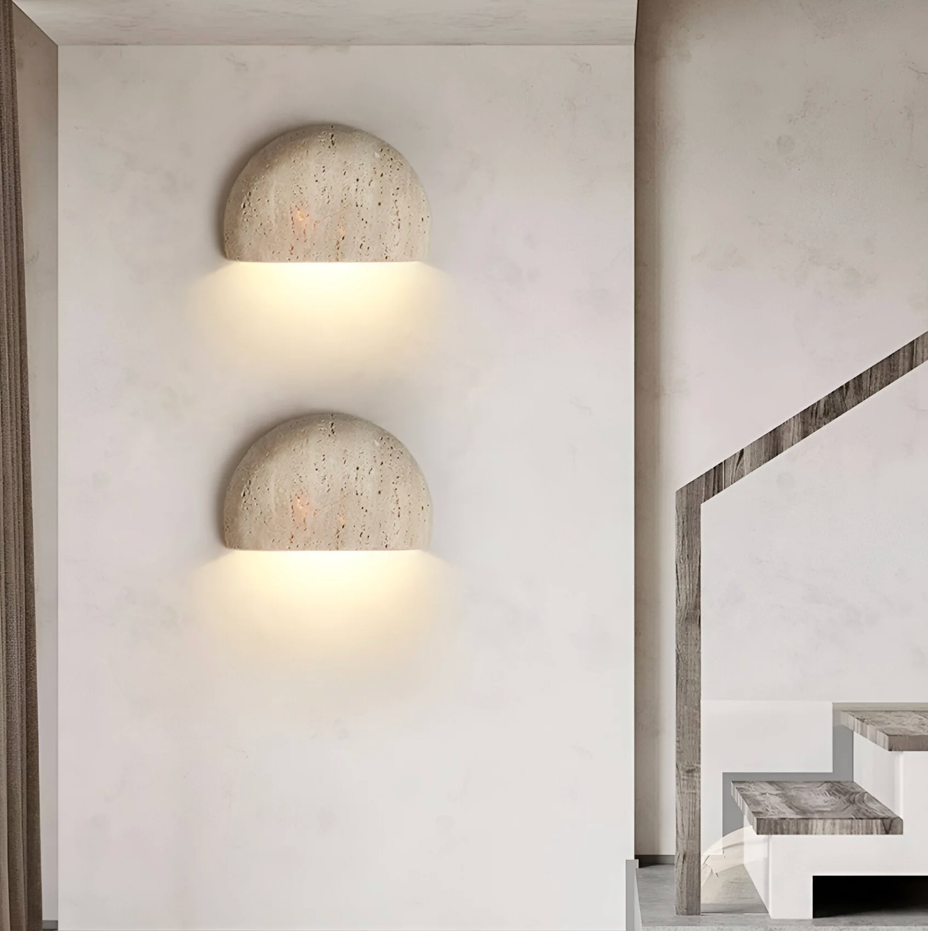 Kinkiet ścienny z kamienia naturalnego – lampa ścienna półokrągła LED