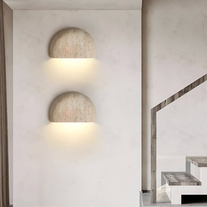 Kinkiet ścienny z kamienia naturalnego – lampa ścienna półokrągła LED