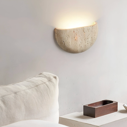 Kinkiet ścienny z kamienia naturalnego – lampa ścienna półokrągła LED