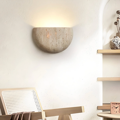 Kinkiet ścienny z kamienia naturalnego – lampa ścienna półokrągła LED