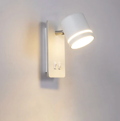 Nowoczesny kinkiet ścienny LED z regulowanym reflektorem i podwójnym włącznikiem