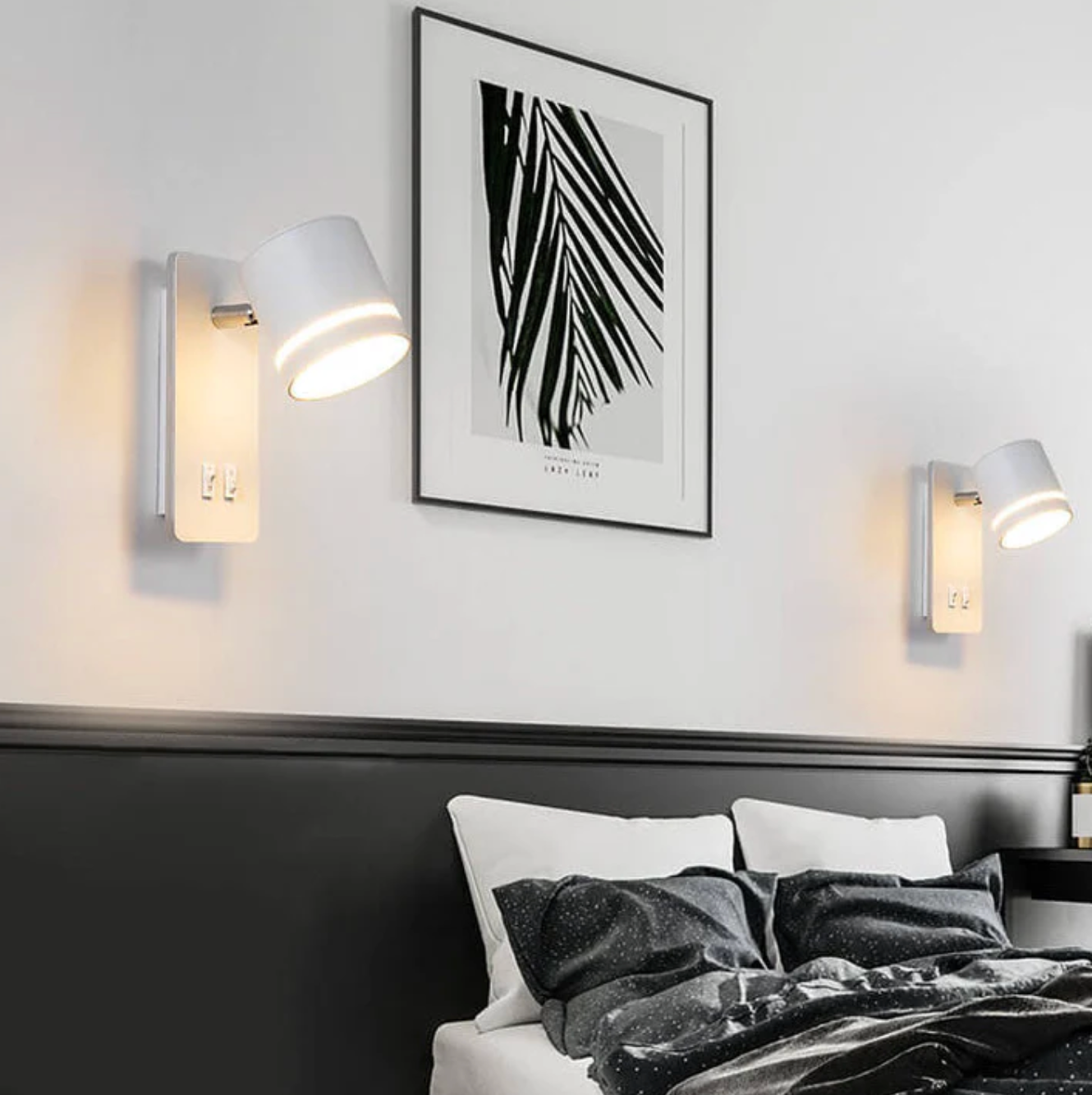 Nowoczesny kinkiet ścienny LED z regulowanym reflektorem i podwójnym włącznikiem