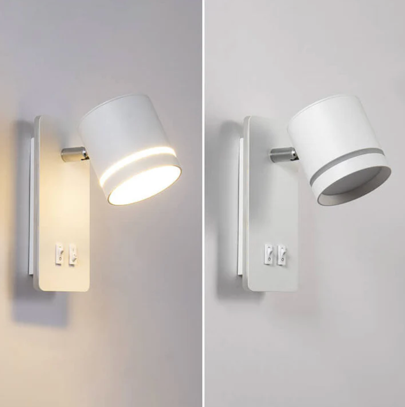 Nowoczesny kinkiet ścienny LED z regulowanym reflektorem i podwójnym włącznikiem