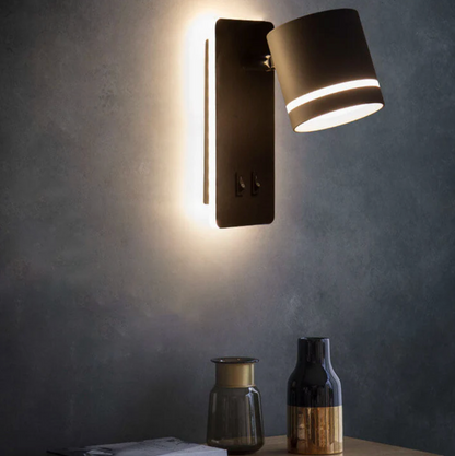 Nowoczesny kinkiet ścienny LED z regulowanym reflektorem i podwójnym włącznikiem