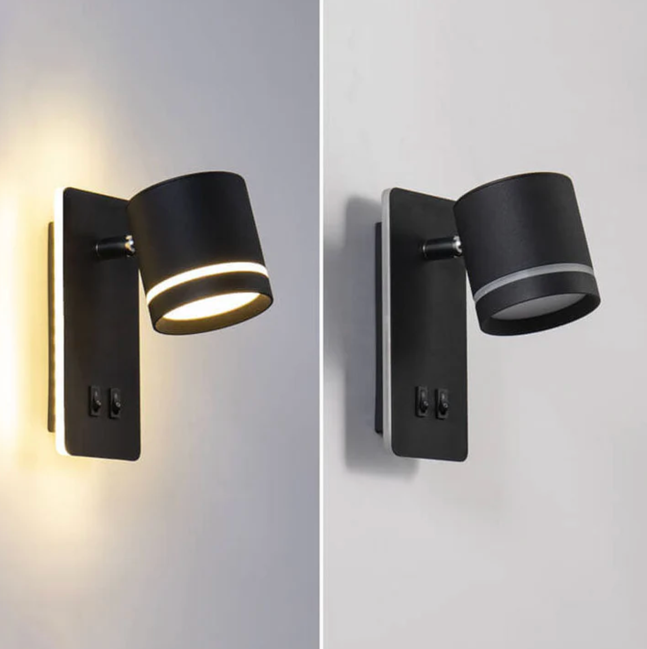 Nowoczesny kinkiet ścienny LED z regulowanym reflektorem i podwójnym włącznikiem