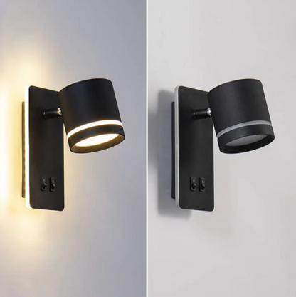 Nowoczesny kinkiet ścienny LED z regulowanym reflektorem i podwójnym włącznikiem