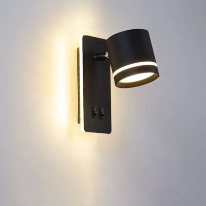 Nowoczesny kinkiet ścienny LED z regulowanym reflektorem i podwójnym włącznikiem
