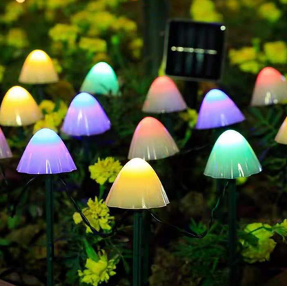 Solarne lampki ogrodowe LED Grzybki – dekoracyjne oświetlenie zewnętrzne RGB