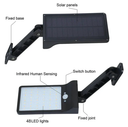 Solarna lampa ścienna LED z czujnikiem ruchu – regulowane oświetlenie zewnętrzne 6500K