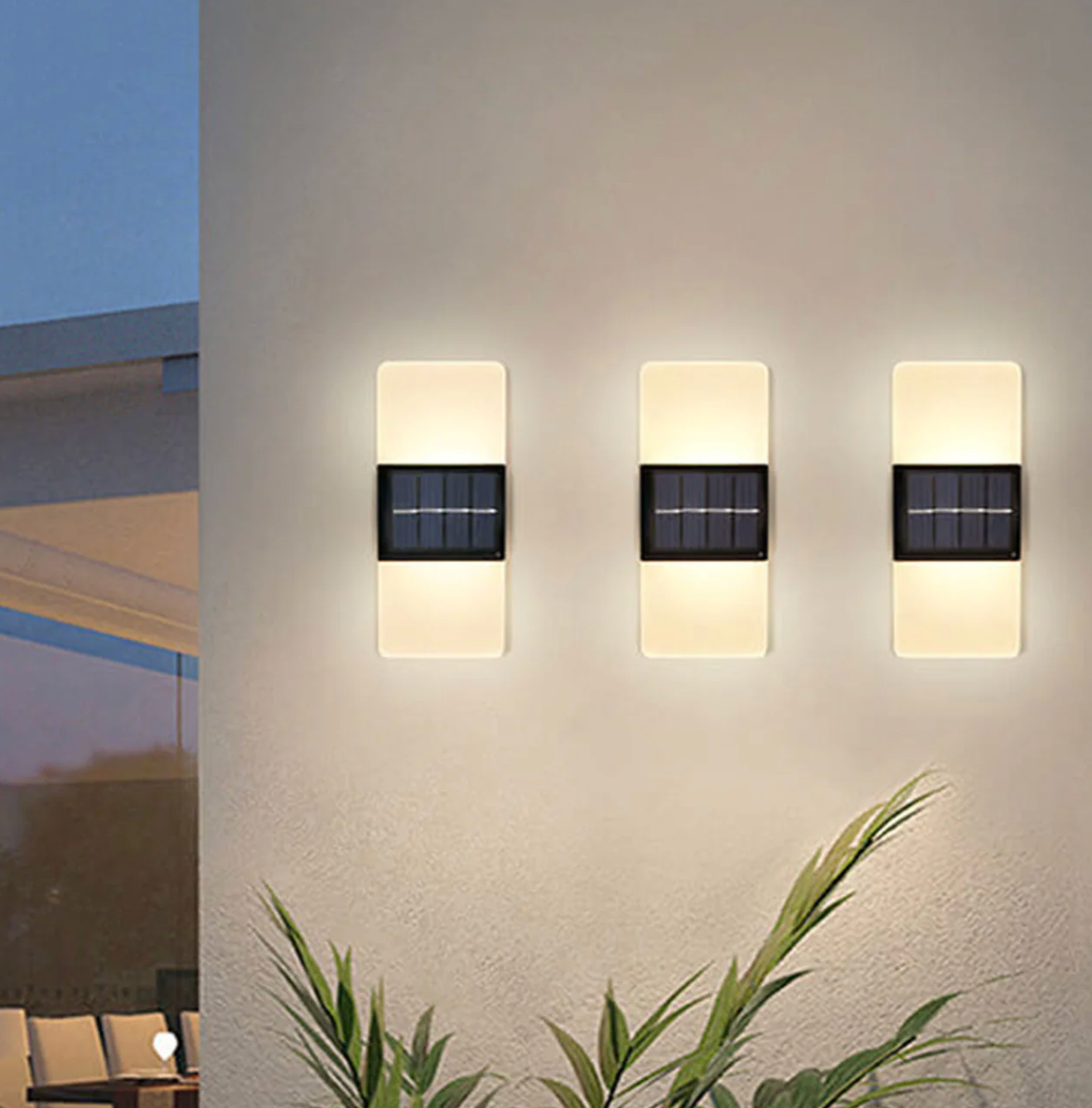 Solarna lampa ścienna LED nowoczesna – kinkiet zewnętrzny do elewacji, ogrodu i tarasu