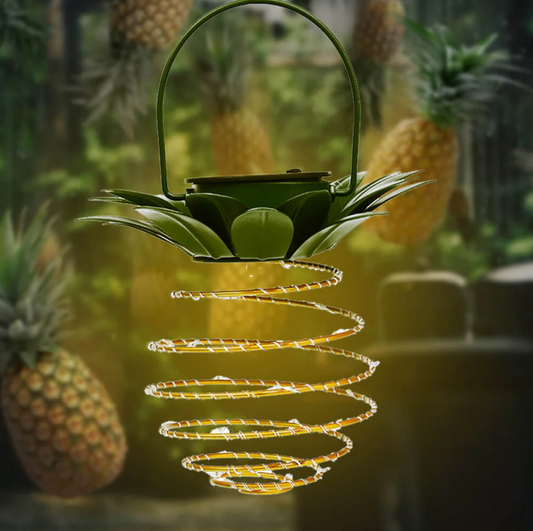 Solarna lampa wisząca LED ananas – dekoracyjna lampka ogrodowa spiralna na taras i balkon