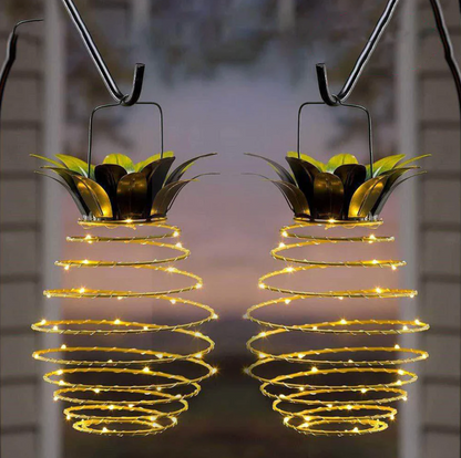 Solarna lampa wisząca LED ananas – dekoracyjna lampka ogrodowa spiralna na taras i balkon