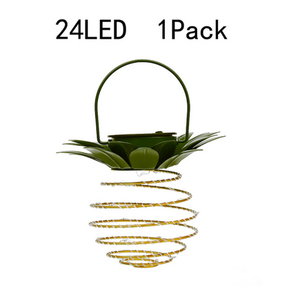 Solarna lampa wisząca LED ananas – dekoracyjna lampka ogrodowa spiralna na taras i balkon