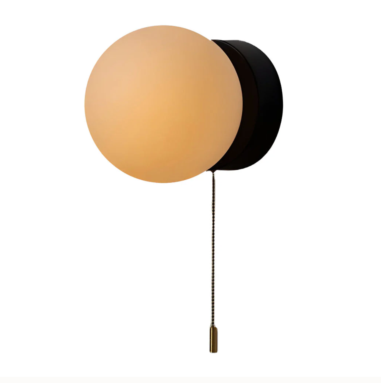 Kinkiet ścienny z kulistym kloszem i łańcuszkiem – nowoczesna elegancja w minimalistycznej formie