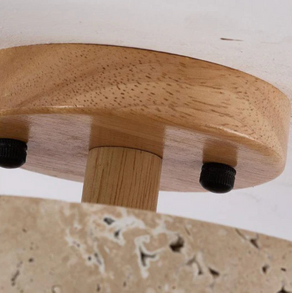 Sufitowa lampa z kamienia i drewna w stylu minimalistycznym