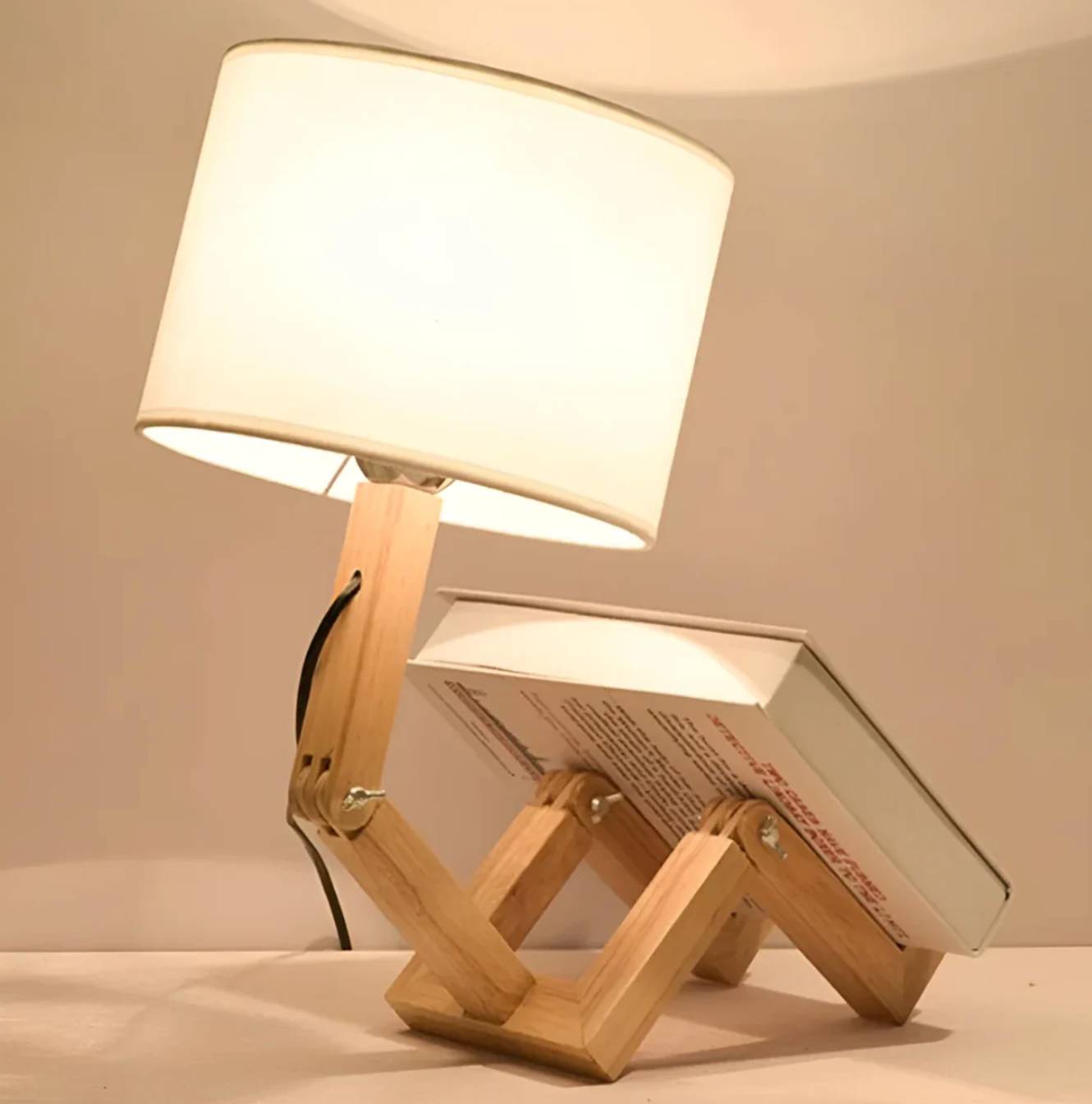 Designerska lampa stołowa drewniana – regulowana, nowoczesna forma drewniany robót