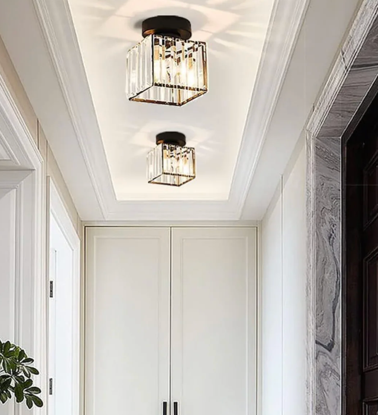 Plafon kryształowy glamour – nowoczesna lampa sufitowa z transparentnym kloszem