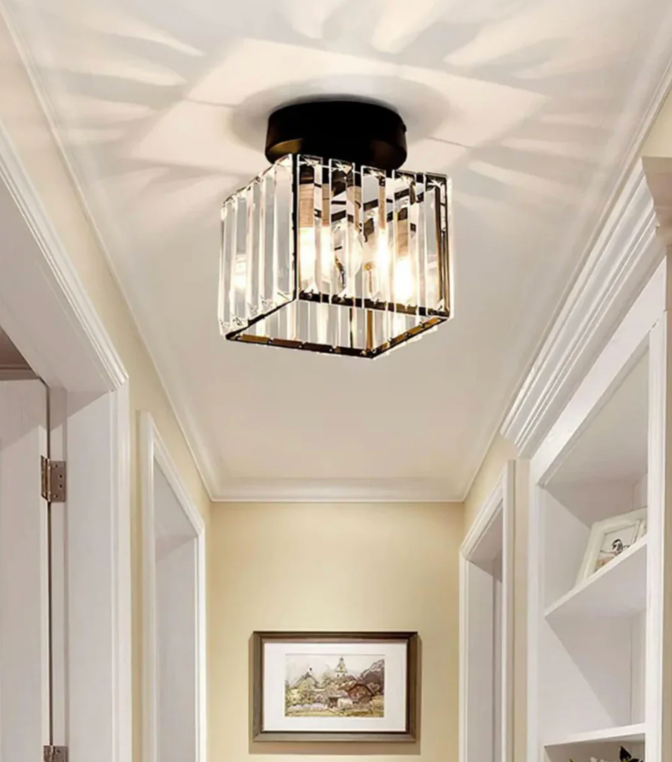 Plafon kryształowy glamour – nowoczesna lampa sufitowa z transparentnym kloszem