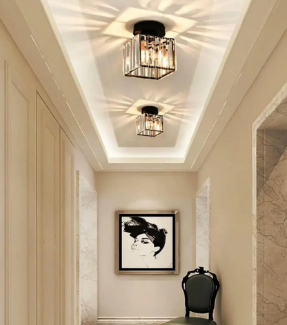 Plafon kryształowy glamour – nowoczesna lampa sufitowa z transparentnym kloszem