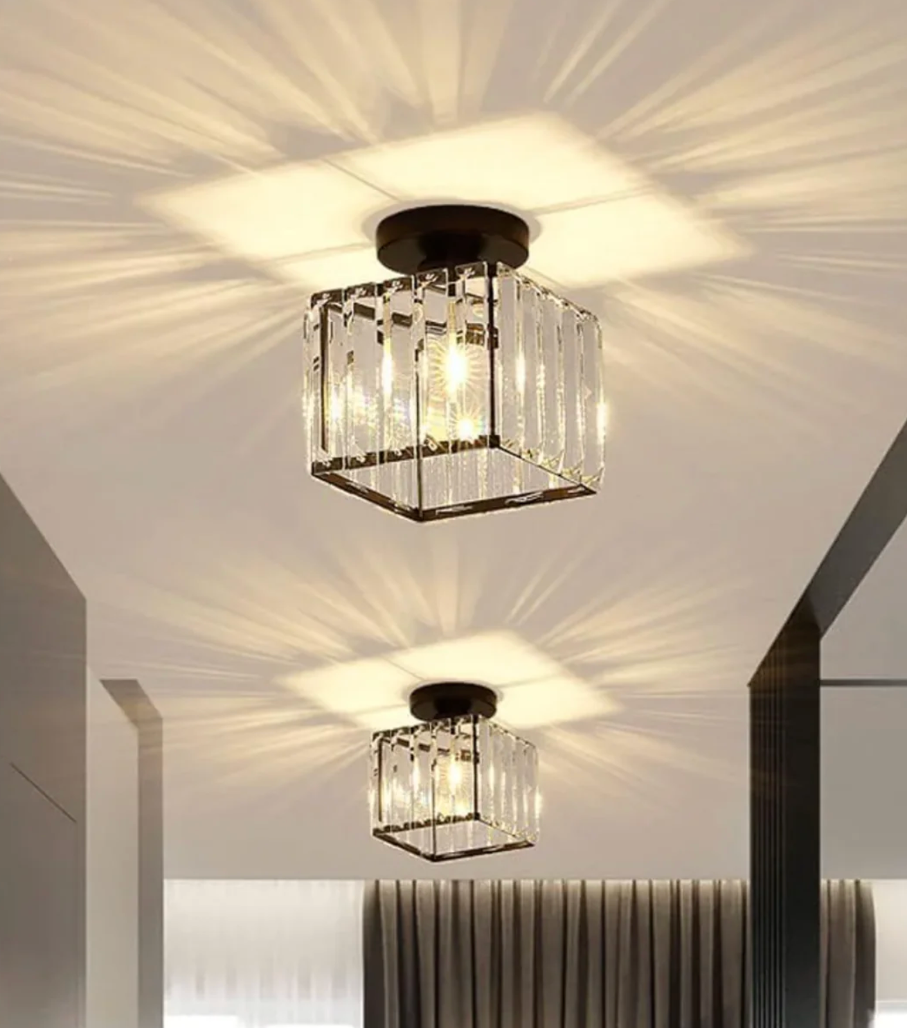 Plafon kryształowy glamour – nowoczesna lampa sufitowa z transparentnym kloszem