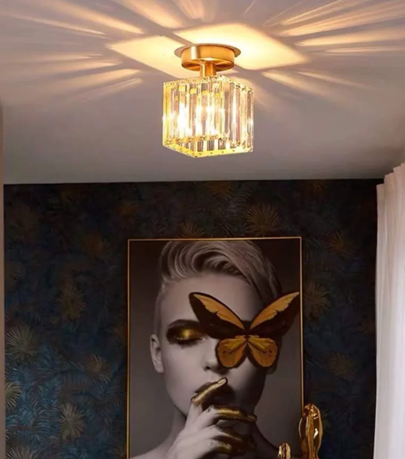 Plafon kryształowy glamour – nowoczesna lampa sufitowa z transparentnym kloszem