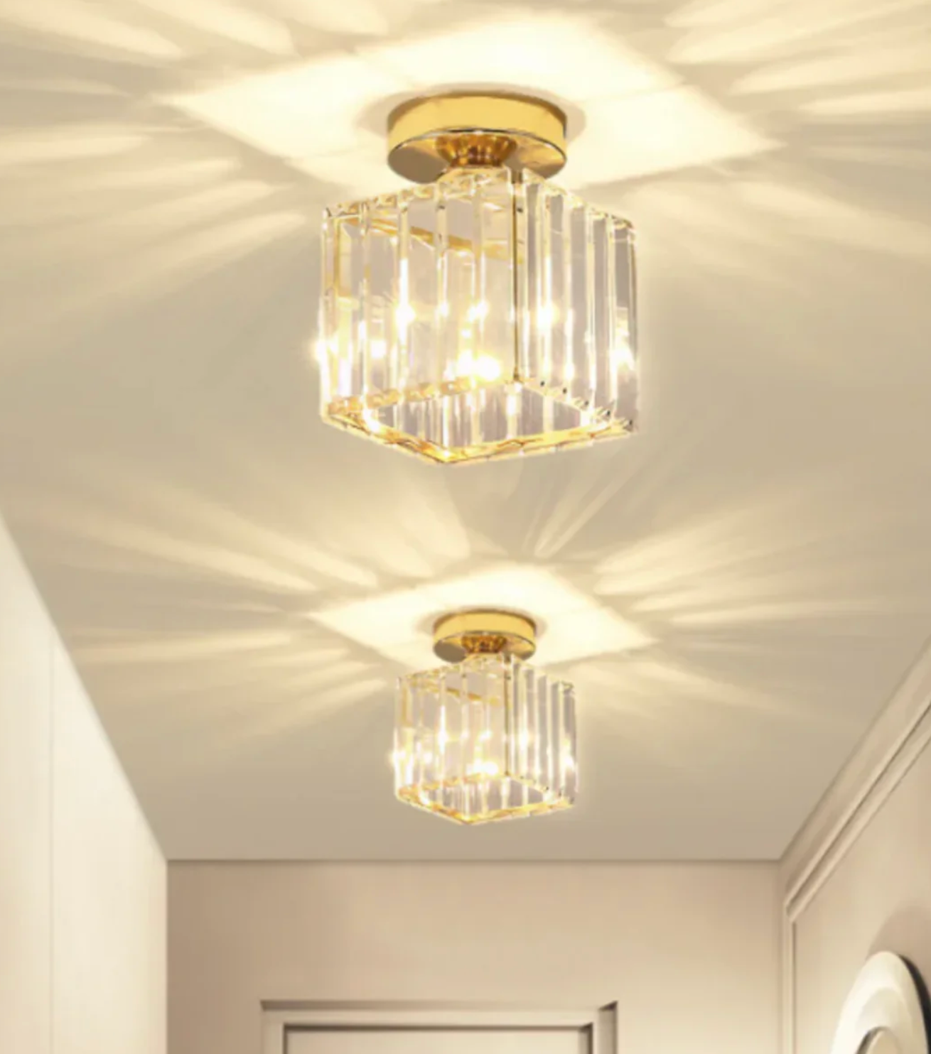 Plafon kryształowy glamour – nowoczesna lampa sufitowa z transparentnym kloszem