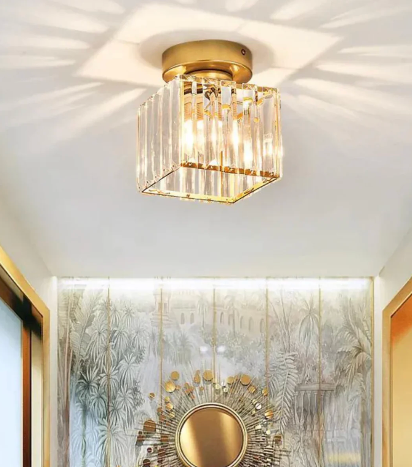 Plafon kryształowy glamour – nowoczesna lampa sufitowa z transparentnym kloszem