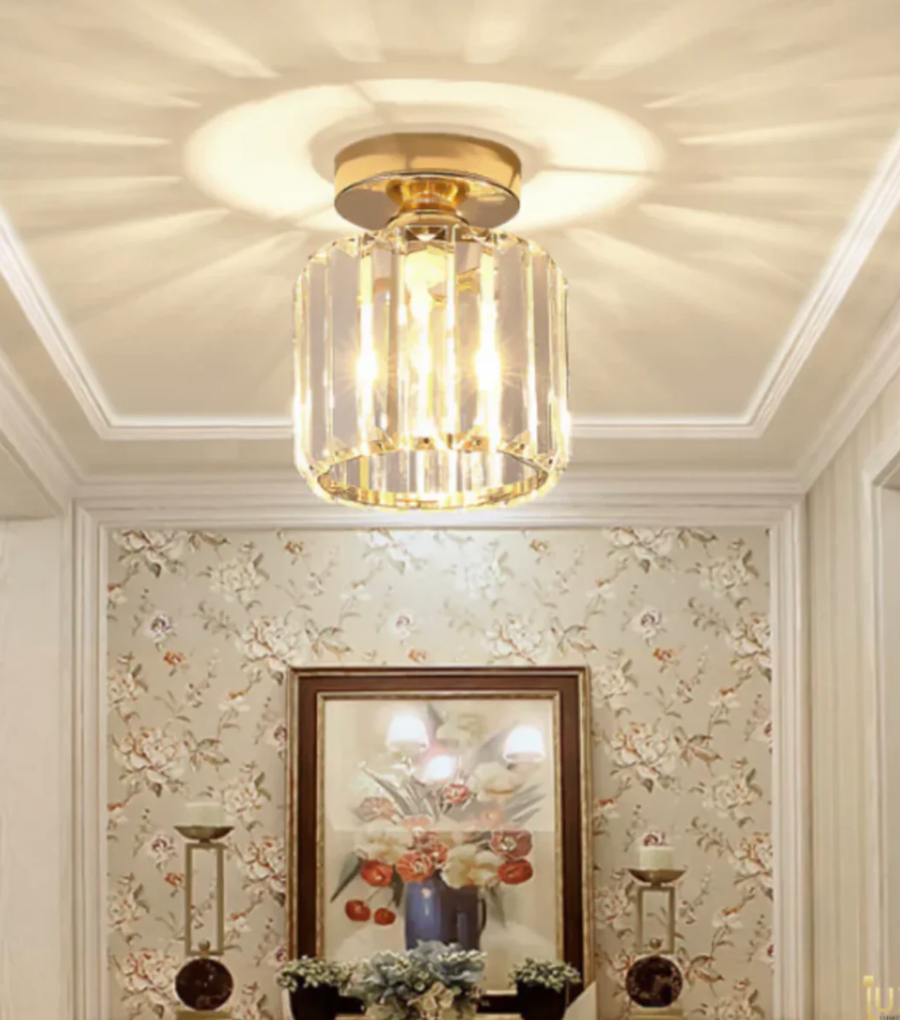 Plafon kryształowy glamour – nowoczesna lampa sufitowa z transparentnym kloszem