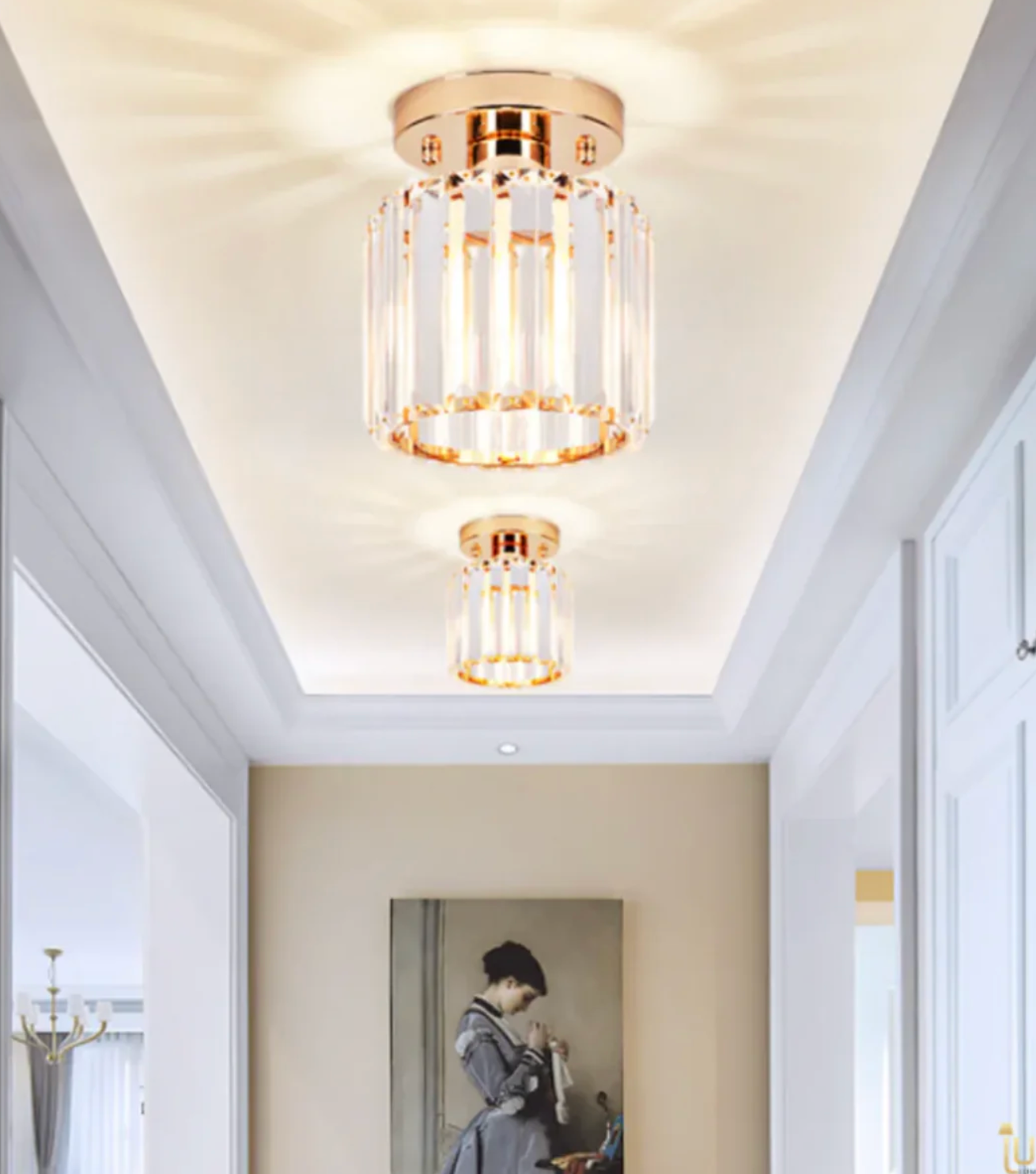 Plafon kryształowy glamour – nowoczesna lampa sufitowa z transparentnym kloszem