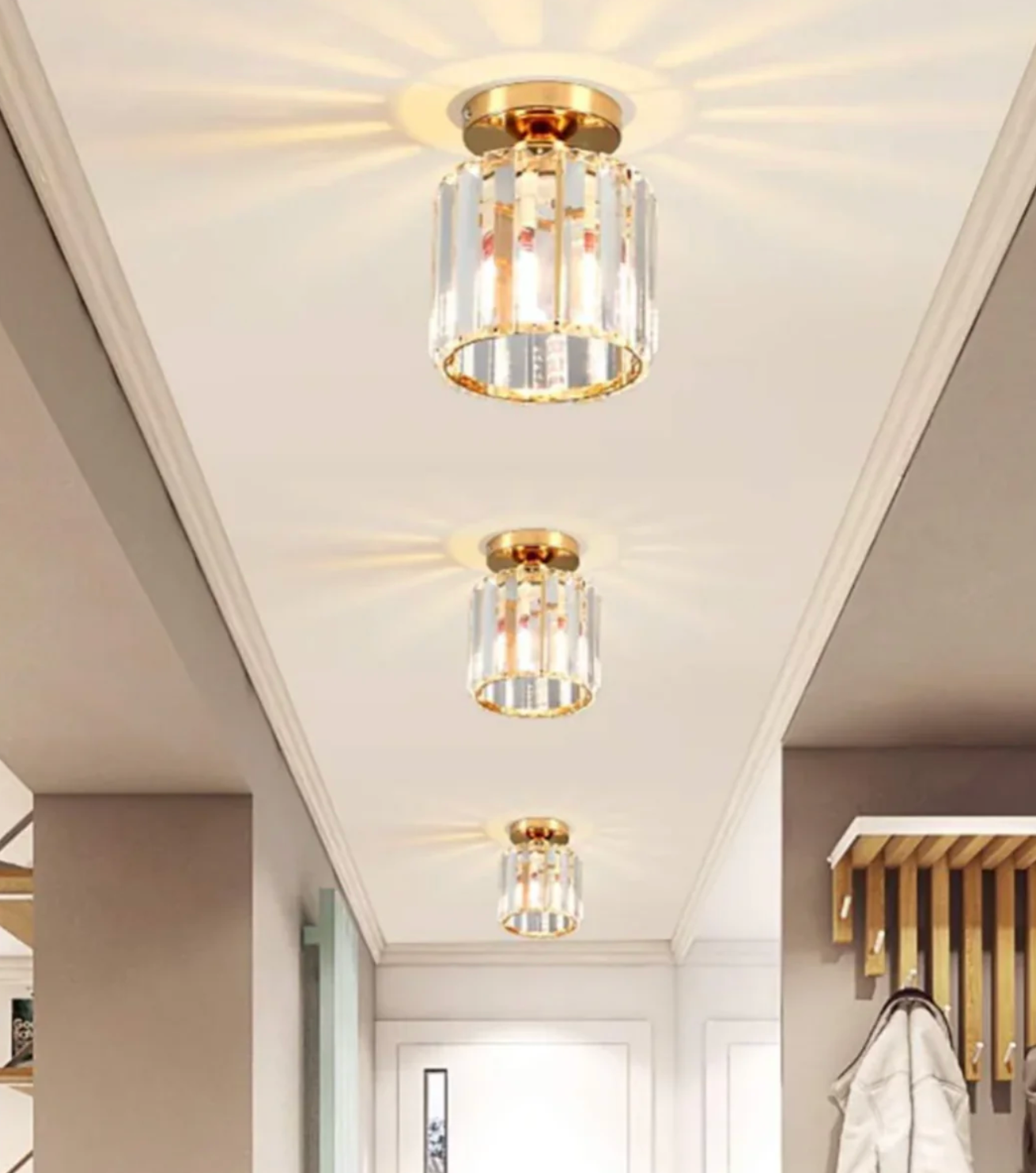 Plafon kryształowy glamour – nowoczesna lampa sufitowa z transparentnym kloszem