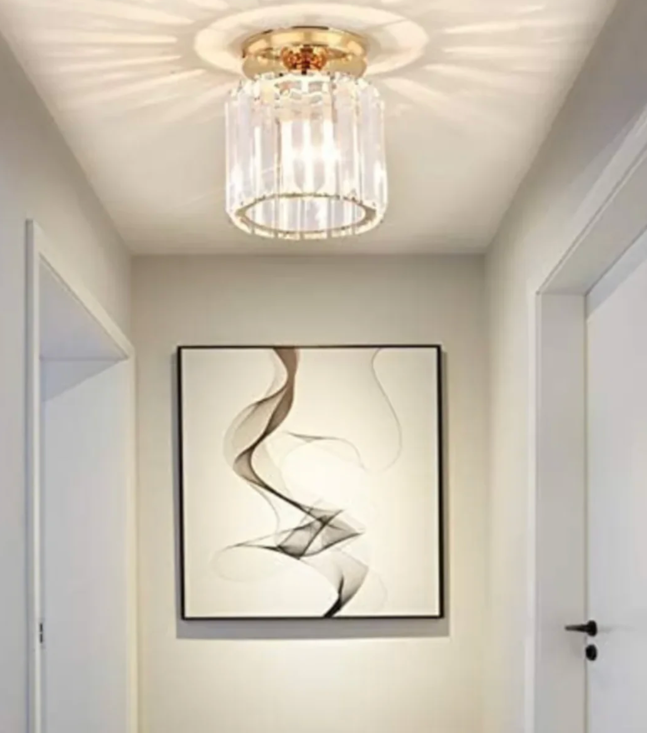 Plafon kryształowy glamour – nowoczesna lampa sufitowa z transparentnym kloszem