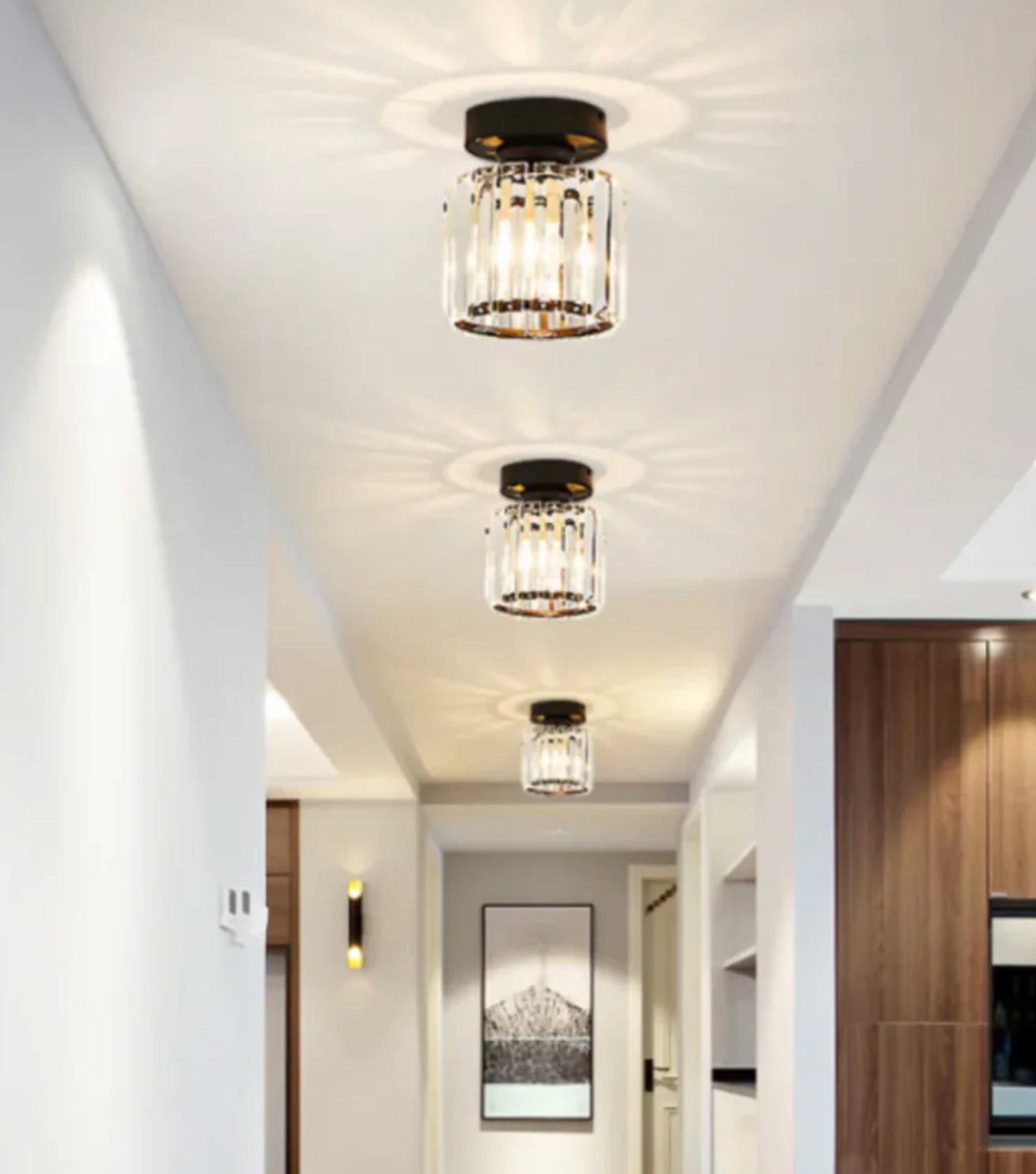 Plafon kryształowy glamour – nowoczesna lampa sufitowa z transparentnym kloszem