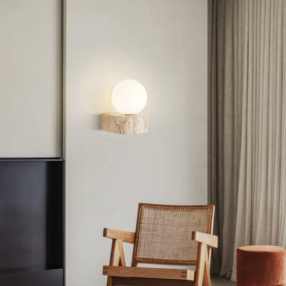 Kinkiet ścienny kula LED z marmurową podstawą – nowoczesna lampa ścienna
