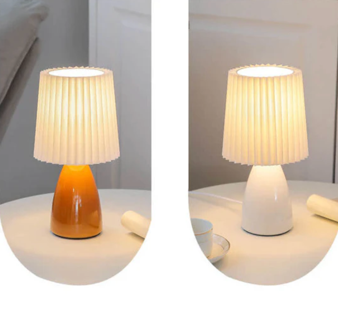 Klasyczna lampa stołowa z plisowanym abażurem w stylu Bauhaus