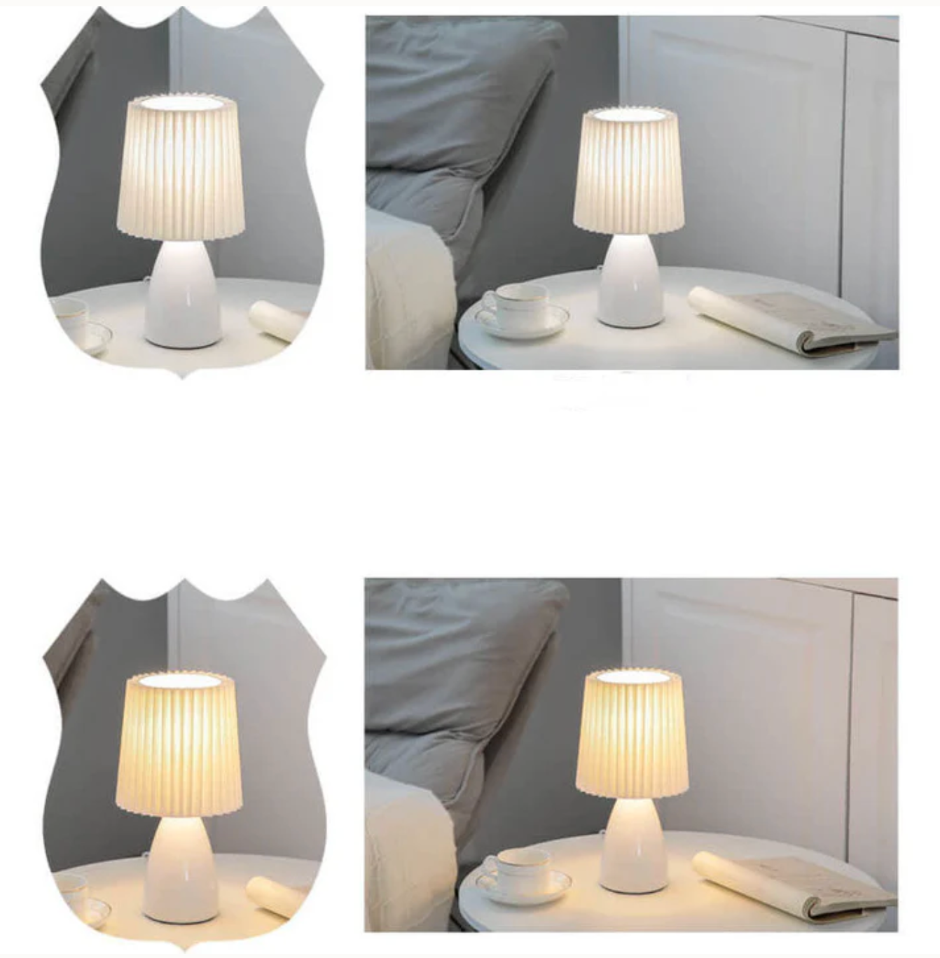 Klasyczna lampa stołowa z plisowanym abażurem w stylu Bauhaus