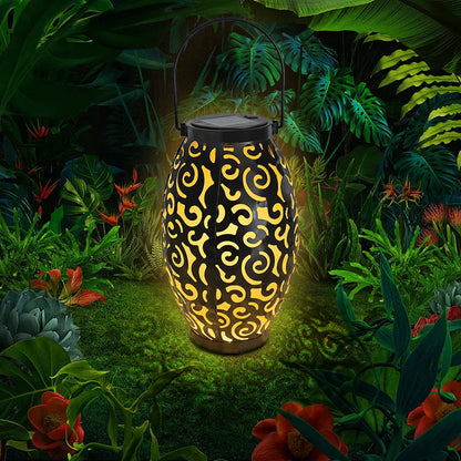 Solarny lampion ogrodowy LED – dekoracyjna latarnia z efektem wzoru cieni, do użytku zewnętrznego