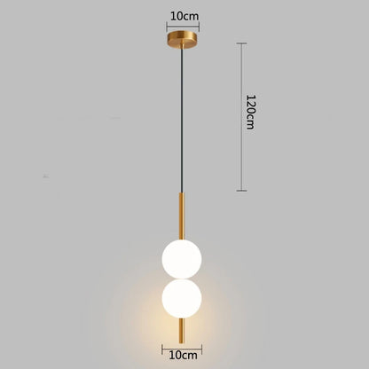 Nowoczesna złota lampa wisząca z kloszem kulistym | Minimalistyczna lampa sufitowa LED