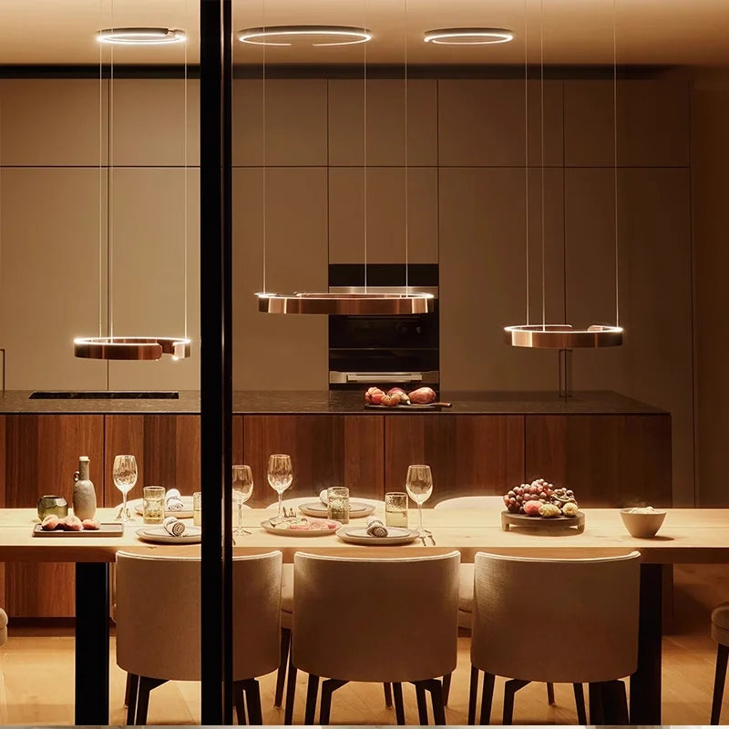 Nowoczesny żyrandol LED w kształcie pierścienia – elegancka okrągła lampa sufitowa