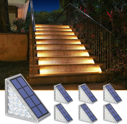 Solarny zestaw lamp LED do oświetlenia schodów i ogrodu
