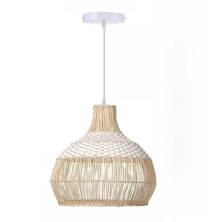 Plecione Lampa Wisząca Boho z Naturalnego Wiklinowego Klosza